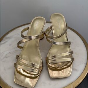 Marc Fisher Metallic Gold Strappy Heels